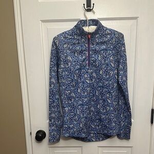 Blue Patterned  1/4 Zip Pullover